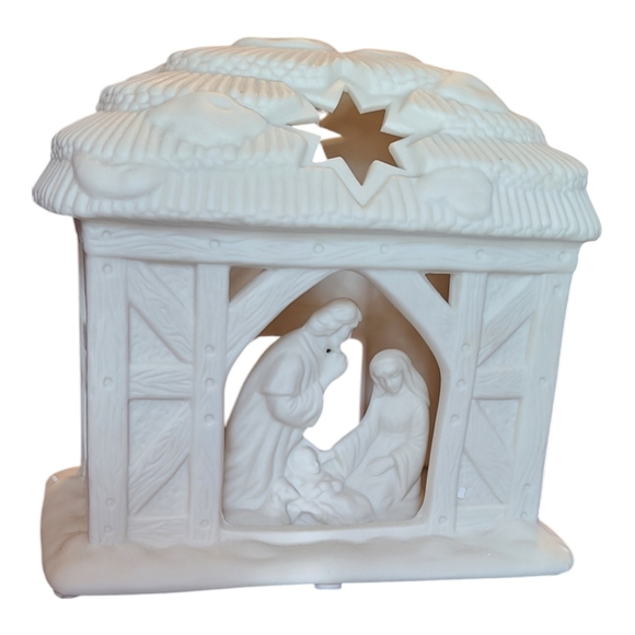 PartyLite P0108 O Holy Night porcelain bisque Candle Holder  Nativity Scene - Picture 2 of 10
